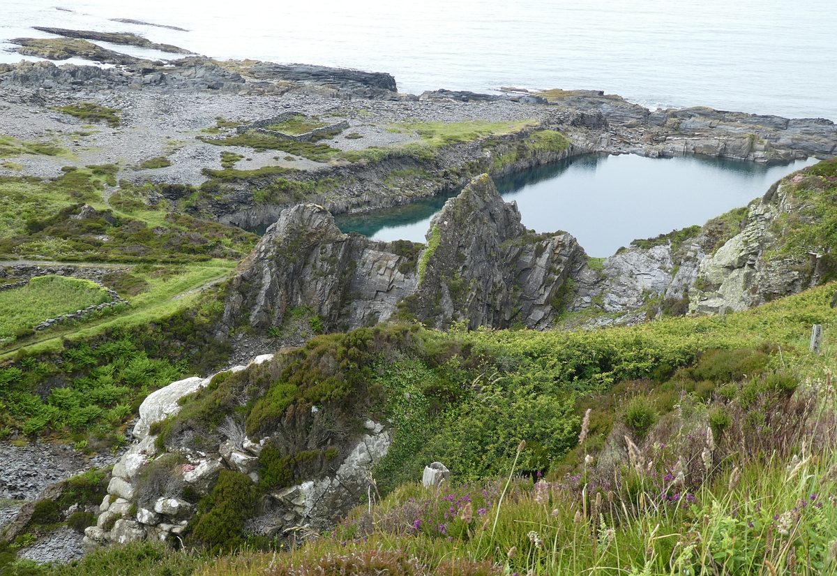 A flooded slate quarry on Easdale Island, venue for the World Stone Skimming Championships