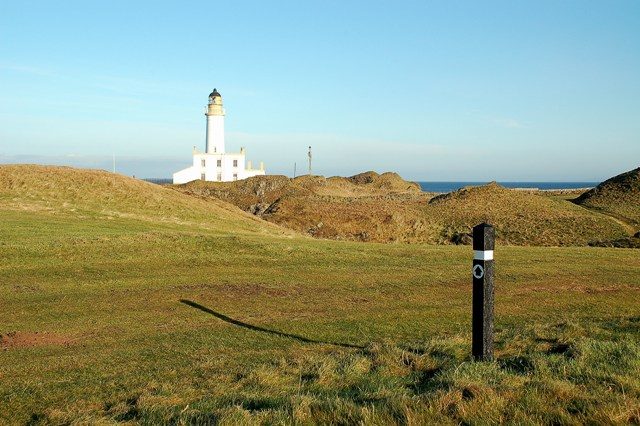 A lighthouse on the Ayrshire Coastal Path a few miles south of Culzean Castle