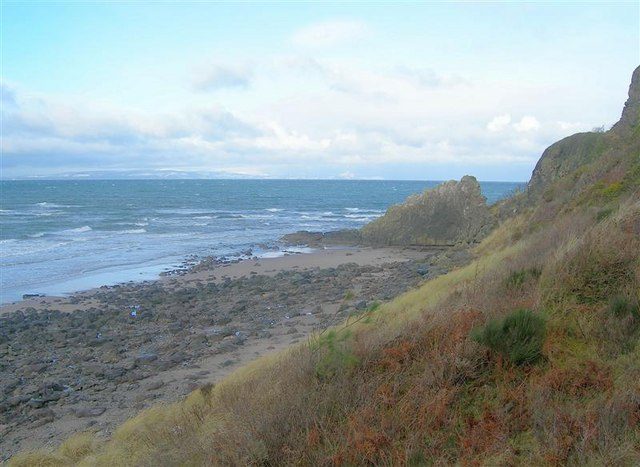 A rocky Ayrshire beach on the coast near Culzean, looking out across the Firth of Clyde