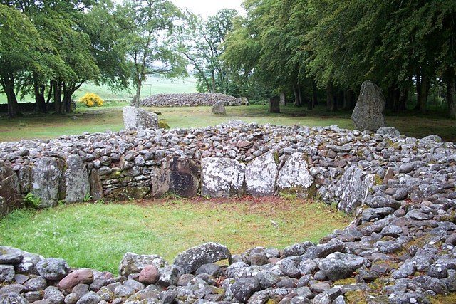 Bronze Age burial cairn and standing stones at Balnuaran of Clava near Inverness