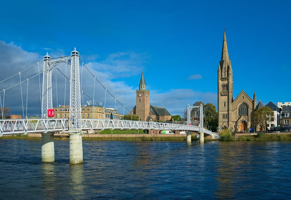 The River Ness flowing through Inverness, where the 565 AD Columba story is set