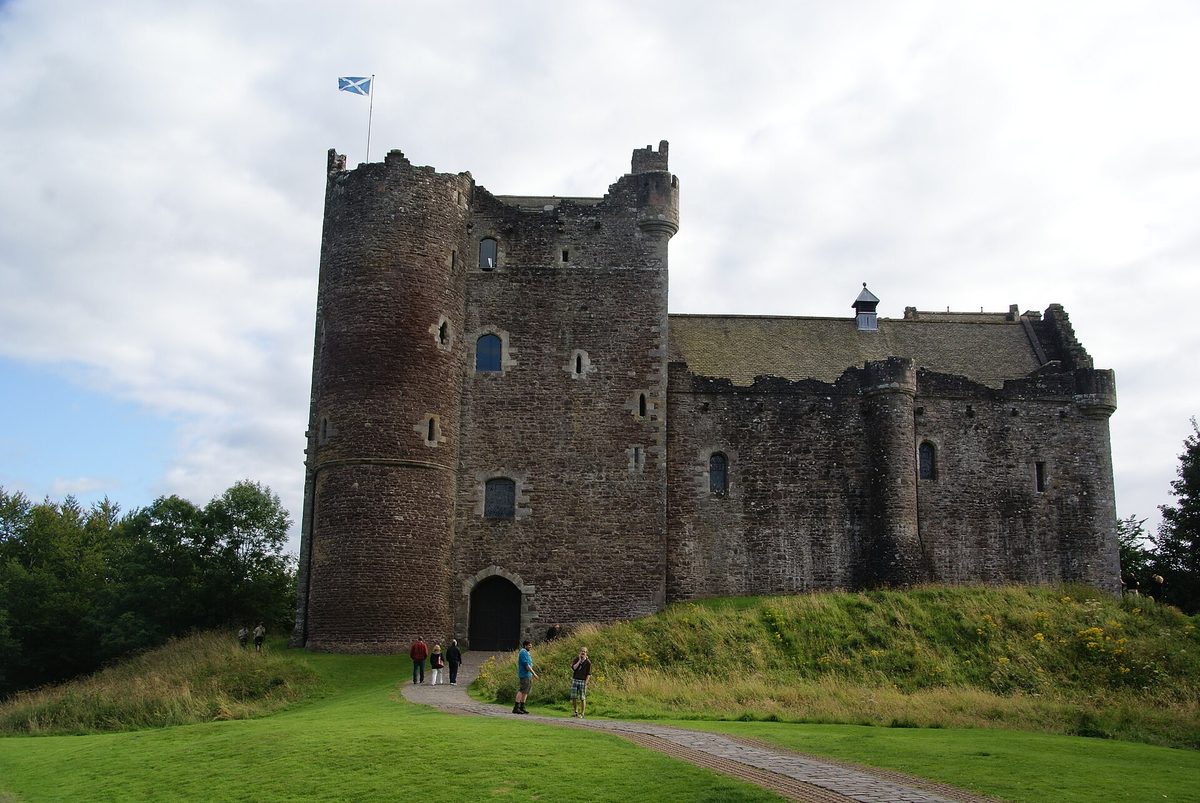 Doune Castle's great tower and courtyard near Stirling