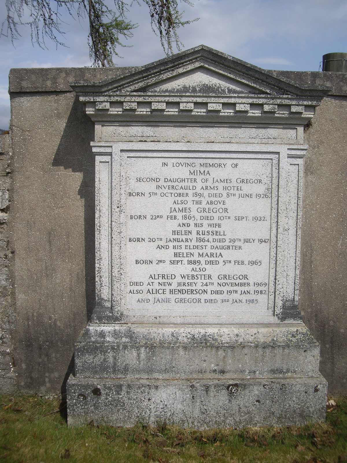 A Scottish family headstone recording several generations, the kind of inscription that adds detail no database holds