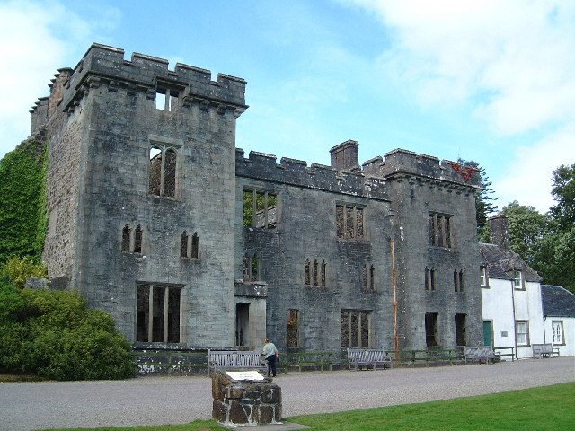 The ruined Armadale Castle on Skye, home of the Clan Donald Museum of the Isles