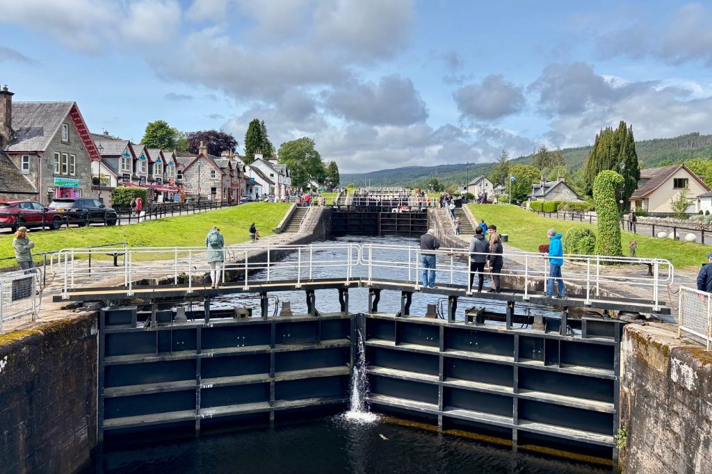 The Caledonian Canal lock flight at Fort Augustus, at the southern end of Loch Ness